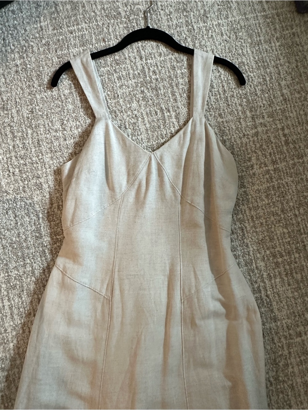 LOFT Classic Cream Linen Dress — Sleeveless V-Neck